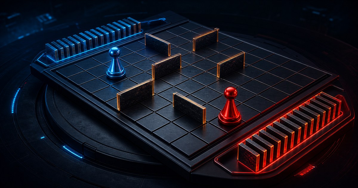 Two players competing in the Barriers GG online strategy board game